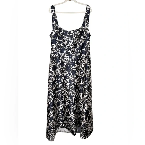 ML Monique Lhuillier Back Bow Gown Navy White Womens Size 22 W - Picture 4 of 15